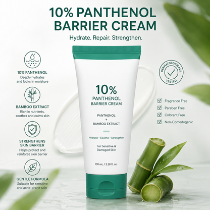 10% Panthenol Barrier Repair Cream – Daily Hydrating Moisturizer for Sensitive & Dry Skin