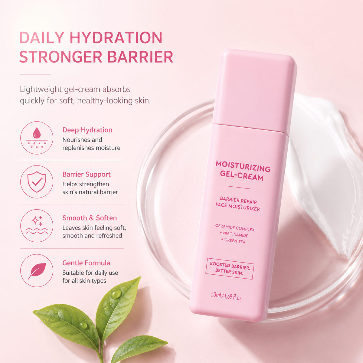 Moisturizing Gel Cream with Niacinamide & Ceramide – Daily Hydration & Skin Barrier Care